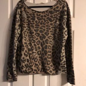 Cheetah print boat neck sweater
